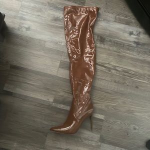 Steve Madden brown thigh high leather heels